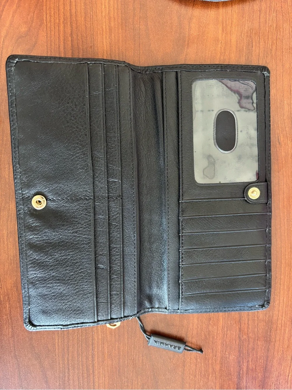 new Brahmin slim bifold smooth black leather wallet